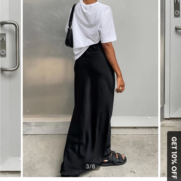 Commense Black Maxi Satin Skirt NWOT - Picture 2 of 2